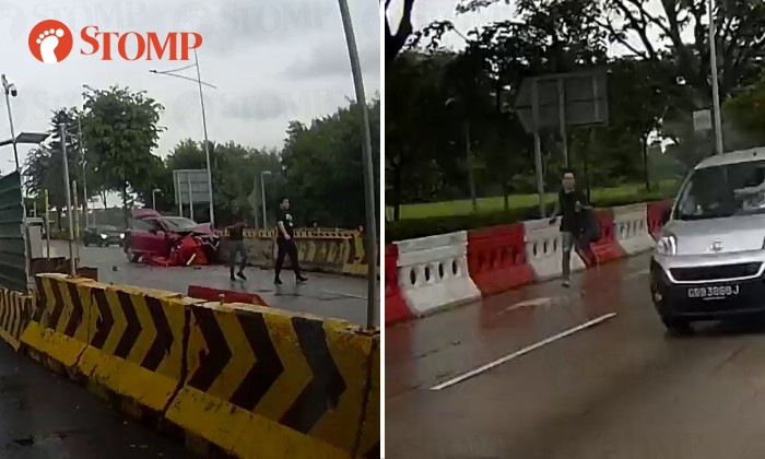 Man caught on video running away from accident